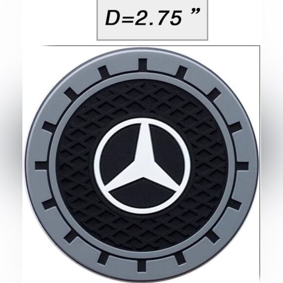 Mercedes logo cup Coasters in black and gray Set of 2 NWT - Picture 7 of 8
